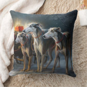 グレイハウンドスノウィースリークリスマスデコール クッション (ブランケット)