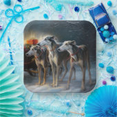 グレイハウンドスノウィースリークリスマスデコール ペーパープレート (パーティー)