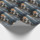 グレイハウンドスノウィースリークリスマスデコール ラッピングペーパー (角)