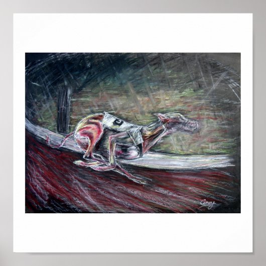 グレイハウンドドッグアート ポスター (正面)