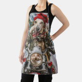 グレイハウンドドッグオートバイクリスマスに乗る エプロン (インサイチュ)