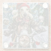 グレイハウンドドッグオートバイクリスマスに乗る ガラスコースター (裏面)