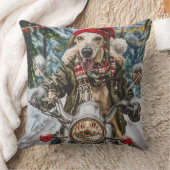 グレイハウンドドッグオートバイクリスマスに乗る クッション (ブランケット)