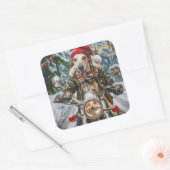 グレイハウンドドッグオートバイクリスマスに乗る スクエアシール (封筒)