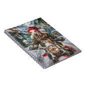 グレイハウンドドッグオートバイクリスマスに乗る ノートブック (右側)