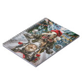 グレイハウンドドッグオートバイクリスマスに乗る ノートブック (左側)