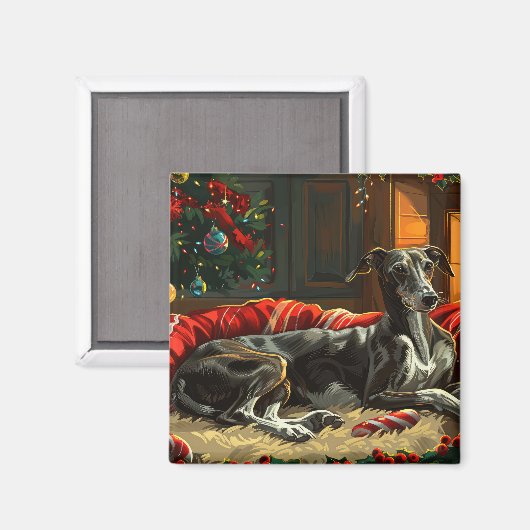 グレイハウンドドッグクリスマスフェスティバル マグネット (正面/裏面)