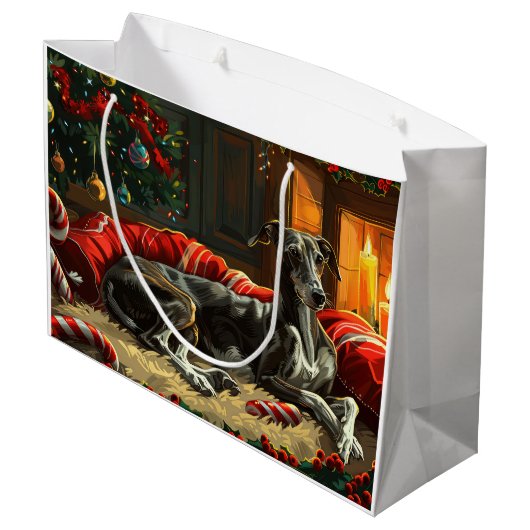 グレイハウンドドッグクリスマスフェスティバル ラージペーパーバッグ (裏面アングル)