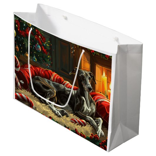 グレイハウンドドッグクリスマスフェスティバル ラージペーパーバッグ (正面アングル)
