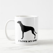 グレイハウンドドッグブリードシルエットカスタム コーヒーマグカップ (左)