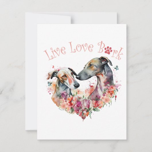 グレイハウンドドッグママフローラ ノートカード (正面)