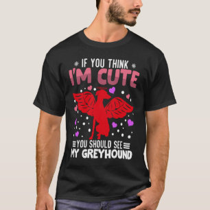 グレイハウンドハートバレンタインデー動物のための女性 Tシャツ