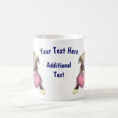 グレイハウンドパピーピンクパーソナライズされたハート コーヒーマグカップ (中央)