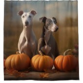 グレイハウンドパピー秋デライトカボチャ シャワーカーテン (正面)