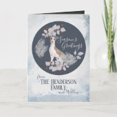 グレイハウンドパーソナライズされたイタリアンウィペットのクリスマス シーズンカード (正面)