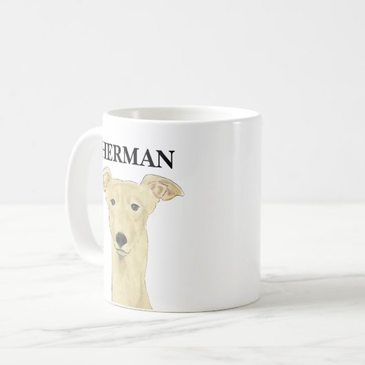 グレイハウンドパーソナライズされたドッグ飲料用コースター コーヒーマグカップ (正面左)