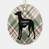 グレイハウンドプレイドクリスマスオーナメント セラミックオーナメント (左)