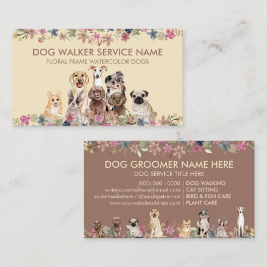 グレイハウンドプードルオージープグコーギブラウンドッグス 名刺 (正面/裏面)