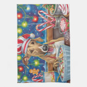 グレイハウンドホリデーベーキング:フェスティバルクリスマス キッチンタオル (縦)