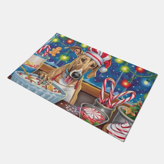 グレイハウンドホリデーベーキング:フェスティバルクリスマス ドアマット (アングル)