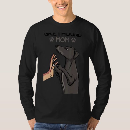 グレイハウンドママ犬のオーナー女性 Tシャツ (正面)