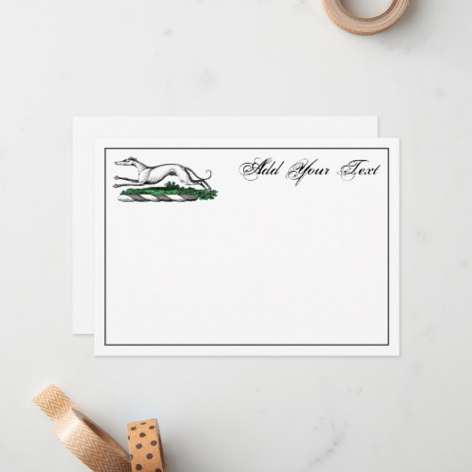 グレイハウンドランニングウィペットの紋章クレストカード ノートカード (正面/裏面インサイチュ)