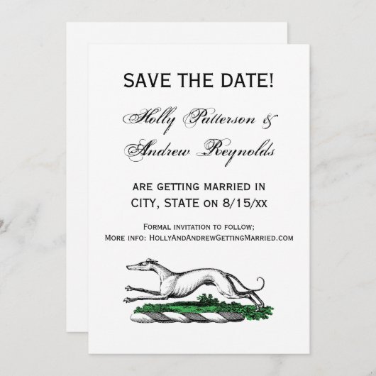 グレイハウンドランニングウィペットの紋章 招待状 (正面/裏面)