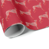 グレイハウンドラーチャークリスマスドッグかわいいシルエット赤 ラッピングペーパー (ロールコーナー)