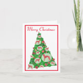 グレイハウンドラーチャードッグシルエットChristmasTree Wht カード (正面)