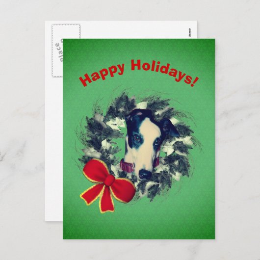 グレイハウンドリースクリスマスホリデーポストカード シーズンポストカード (正面/裏面)