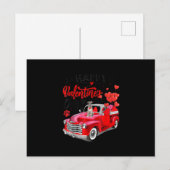 グレイハウンドレッドトラックバレンティンデイおもしろい犬ギフト 案内ポストカード (正面/裏面)