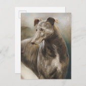 グレイハウンドヴィンテージ油絵 ポストカード (正面/裏面)