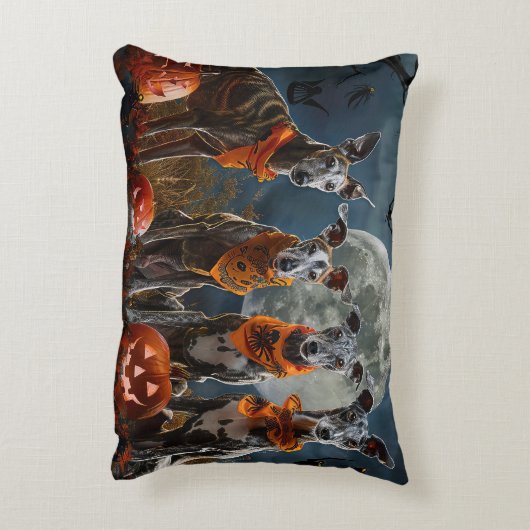 グレイハウンド不気味ハロウィーン アクセントクッション (裏面(縦))