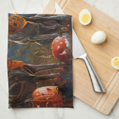 グレイハウンド不気味ハロウィーン キッチンタオル (四つ折り)