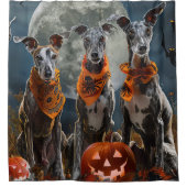 グレイハウンド不気味ハロウィーン シャワーカーテン (正面)