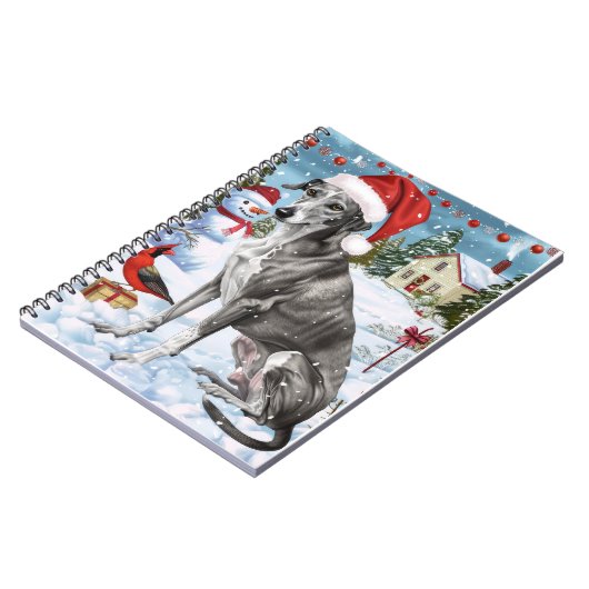 グレイハウンド冬ワンダーランドクリスマスジョイ ノートブック (左側)