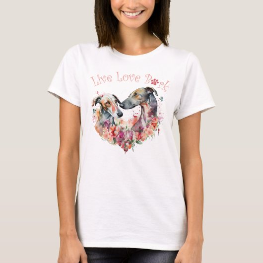 グレイハウンド母フラワープリント Tシャツ (正面)