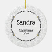 グレイハウンド母（子犬の白）かわいい犬のおもしろい母 セラミックオーナメント (裏面)