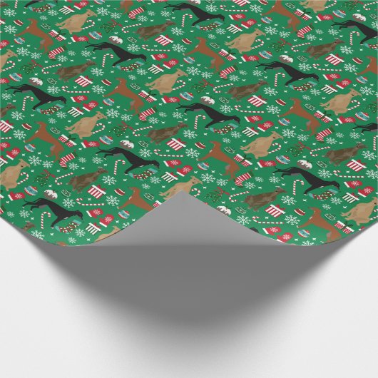 グレイハウンド混合コートクリスマスドッグ ラッピングペーパー (角)