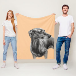 グレイハウンド炭スケッチ フリースブランケット