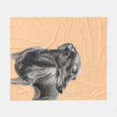 グレイハウンド炭スケッチ フリースブランケット (正面(横))