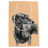 グレイハウンド炭スケッチ ミディアムペーパーバッグ (正面)