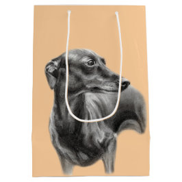 グレイハウンド炭スケッチ ミディアムペーパーバッグ