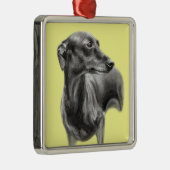 グレイハウンド炭スケッチ メタルオーナメント (右)