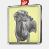 グレイハウンド炭スケッチ メタルオーナメント (左)