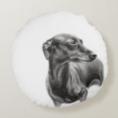 グレイハウンド炭スケッチ ラウンドクッション (裏面)