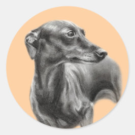 グレイハウンド炭スケッチ ラウンドシール