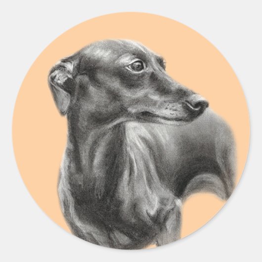 グレイハウンド炭スケッチ ラウンドシール (正面)