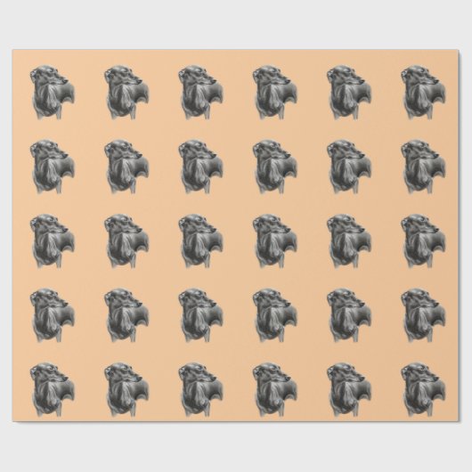 グレイハウンド炭スケッチ ラッピングペーパー (フラット)