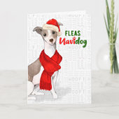 グレイハウンド犬がナビドッグのおもしろいクリスマスを生み出す シーズンカード (正面)